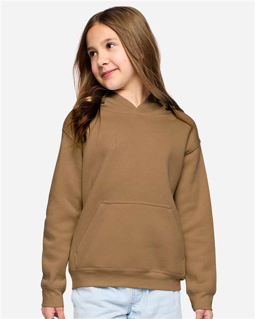 Youth Fleece Hoodie Sweatshirt - OnModelFront - B39038552 - Coyote Brown