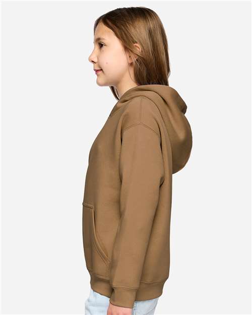 Youth Fleece Hoodie Sweatshirt - OnModelSide - B39038552 - Coyote Brown