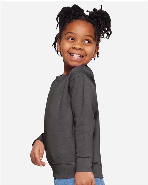 Toddler Fleece Crewneck Sweatshirt - OnModelSide - B32938593 - Charcoal