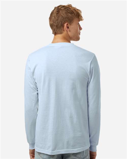 Unisex Fine Jersey Long Sleeve T-Shirt - OnModelBack - B00059252 - Baby Blue