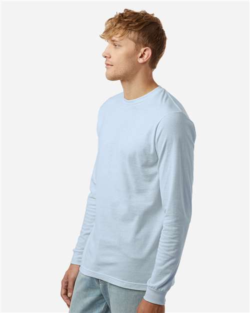 Unisex Fine Jersey Long Sleeve T-Shirt - OnModelSide - B00059252 - Baby Blue