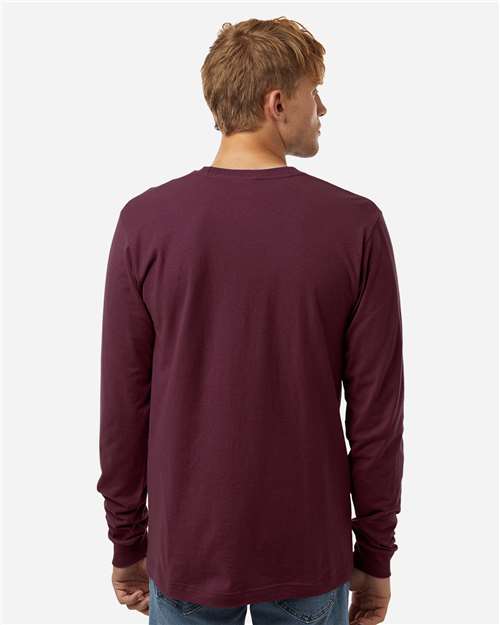 Unisex Fine Jersey Long Sleeve T-Shirt - OnModelBack - B00059532 - Burgundy