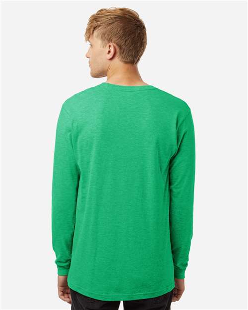 Unisex Fine Jersey Long Sleeve T-Shirt - OnModelBack - B00059902 - Heather Kelly