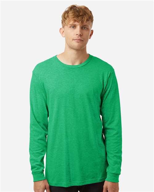 Unisex Fine Jersey Long Sleeve T-Shirt - OnModelFront - B00059902 - Heather Kelly