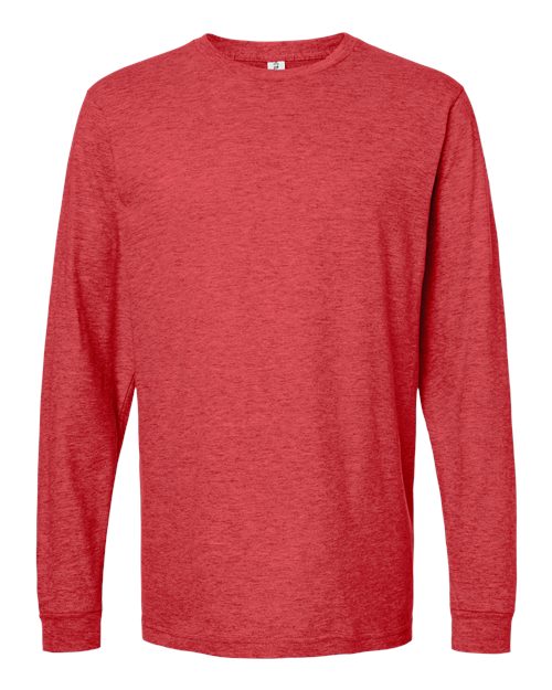 Unisex Fine Jersey Long Sleeve T-Shirt - Front - B00059712 - Heather Red