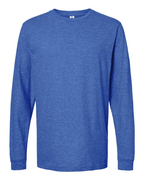 Unisex Fine Jersey Long Sleeve T-Shirt - Front - B00059752 - Heather Royal