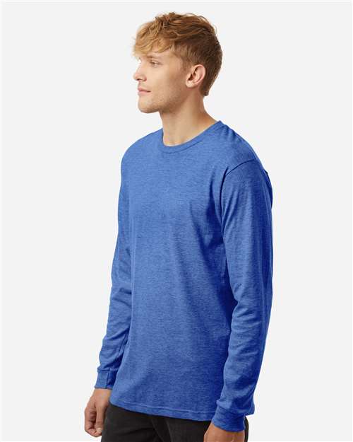 Unisex Fine Jersey Long Sleeve T-Shirt - OnModelSide - B00059752 - Heather Royal