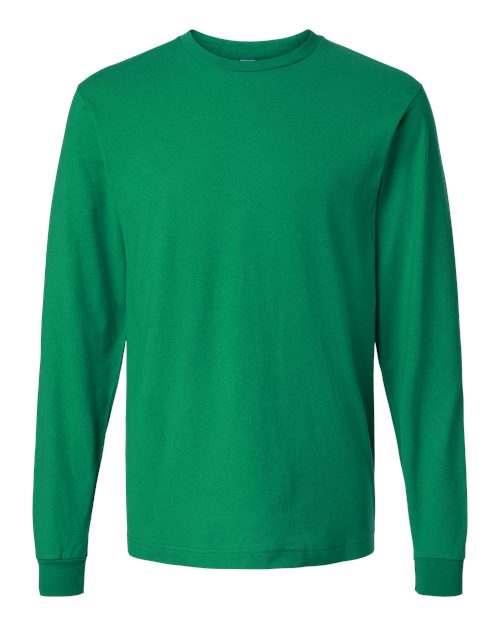 Unisex Fine Jersey Long Sleeve T-Shirt - Front - B00059912 - Kelly Green