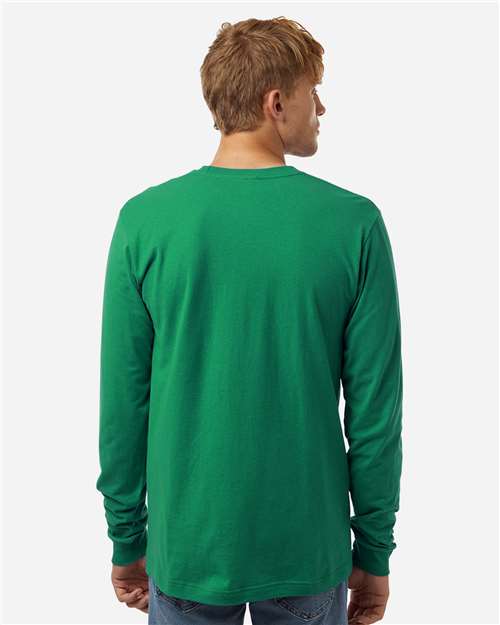 Unisex Fine Jersey Long Sleeve T-Shirt - OnModelBack - B00059912 - Kelly Green