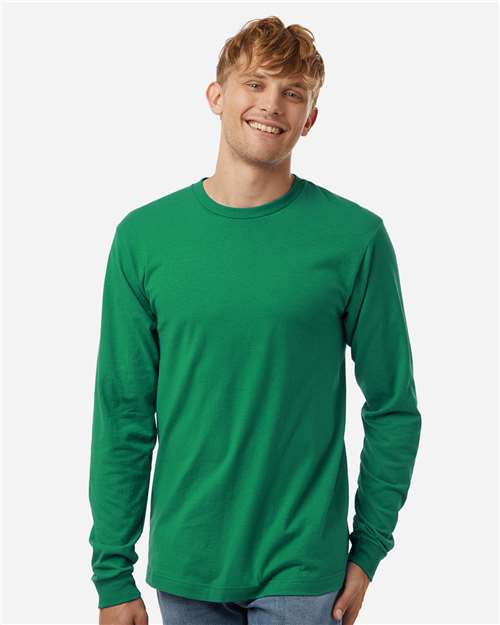 Unisex Fine Jersey Long Sleeve T-Shirt - OnModelFront - B00059912 - Kelly Green