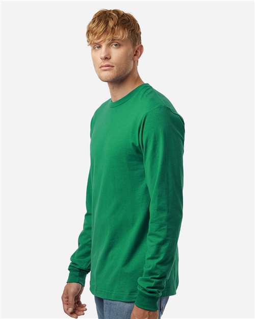 Unisex Fine Jersey Long Sleeve T-Shirt - OnModelSide - B00059912 - Kelly Green