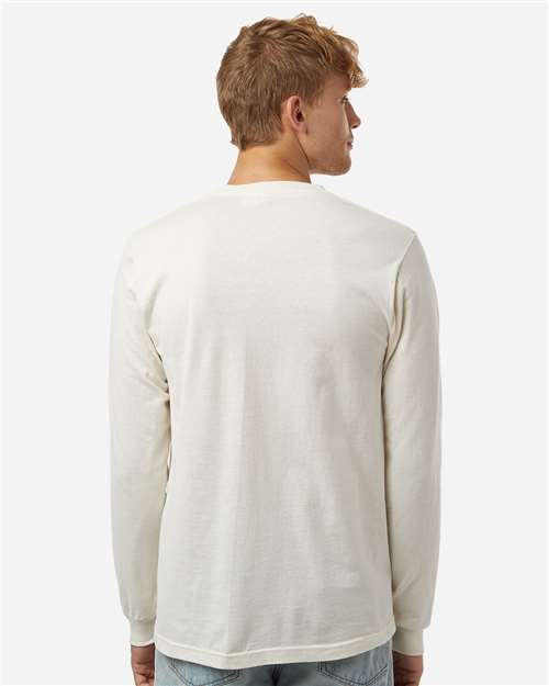Unisex Fine Jersey Long Sleeve T-Shirt - OnModelBack - B00059012 - Vintage White