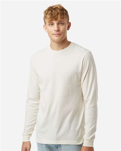 Unisex Fine Jersey Long Sleeve T-Shirt - OnModelFront - B00059012 - Vintage White