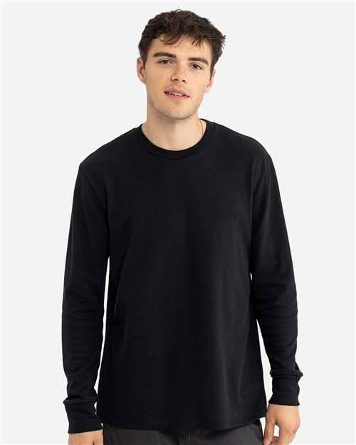 Unisex Ideal Thermal Long Sleeve T-Shirt - OnModelFront - B00018502 - Black