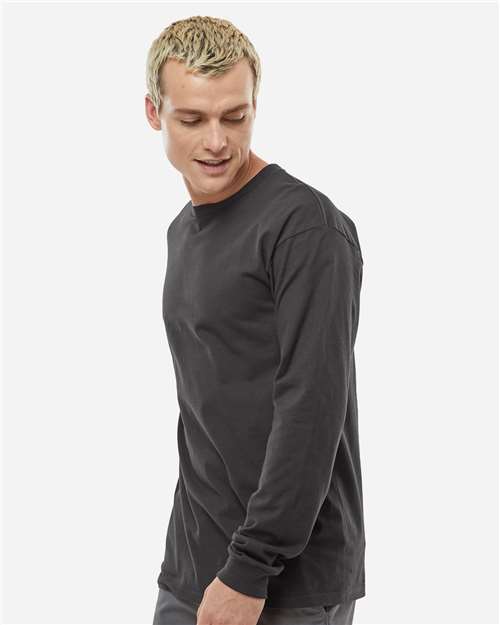 Unisex Heavyweight Jersey Long Sleeve T-Shirt - OnModelSide - B31059583 - Charcoal