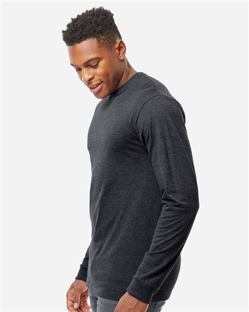 Unisex Heavyweight Jersey Long Sleeve T-Shirt - OnModelSide - B31059593 - Heather Graphite