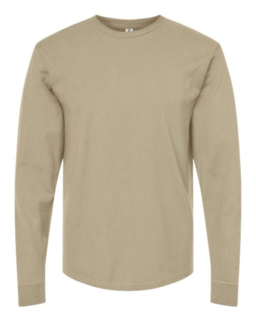 Unisex Heavyweight Jersey Long Sleeve T-Shirt - Front - B31059233 - Sand