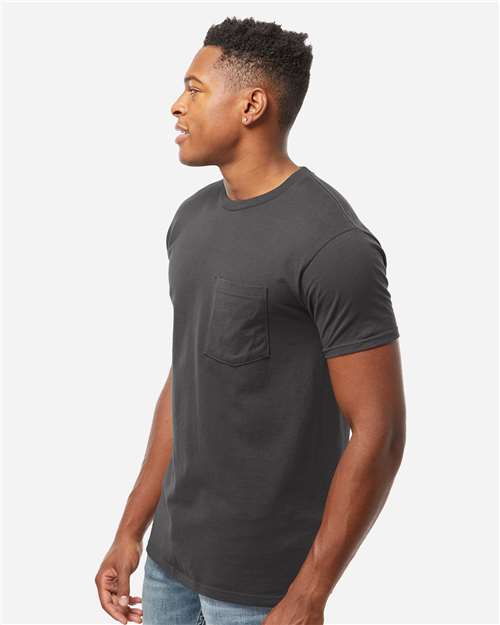 Unisex Heavyweight Jersey Pocket T-Shirt - OnModelSide - B31159583 - Charcoal