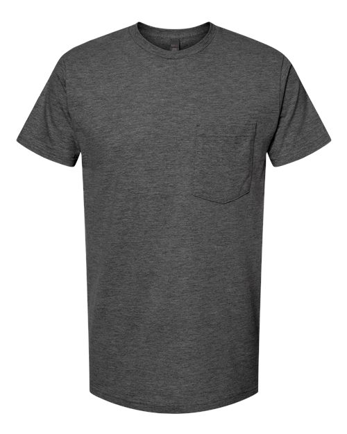 Unisex Heavyweight Jersey Pocket T-Shirt - Front - B31159593 - Heather Charcoal