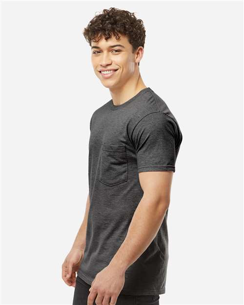 Unisex Heavyweight Jersey Pocket T-Shirt - OnModelSide - B31159593 - Heather Charcoal