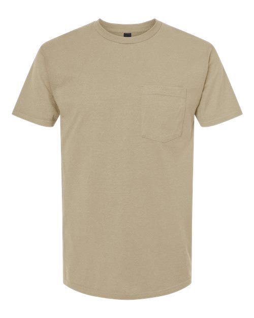 Unisex Heavyweight Jersey Pocket T-Shirt - Front - B31159233 - Sand