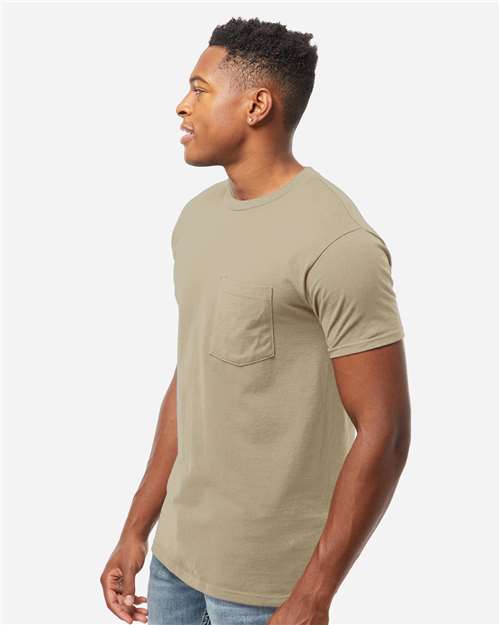Unisex Heavyweight Jersey Pocket T-Shirt - OnModelSide - B31159233 - Sand