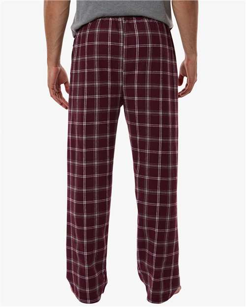 Men's Harley Flannel Pants - OnModelBack - B13203021 - Varsity Maroon Oxford Plaid
