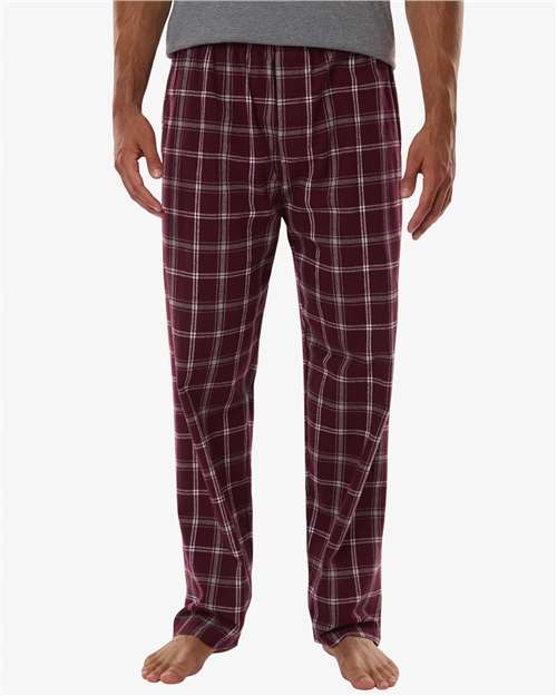 Men's Harley Flannel Pants - OnModelFront - B13203021 - Varsity Maroon Oxford Plaid