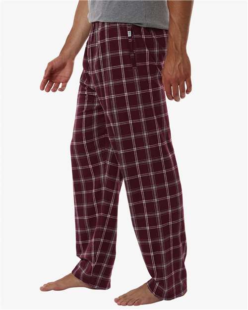 Men's Harley Flannel Pants - OnModelSide - B13203021 - Varsity Maroon Oxford Plaid