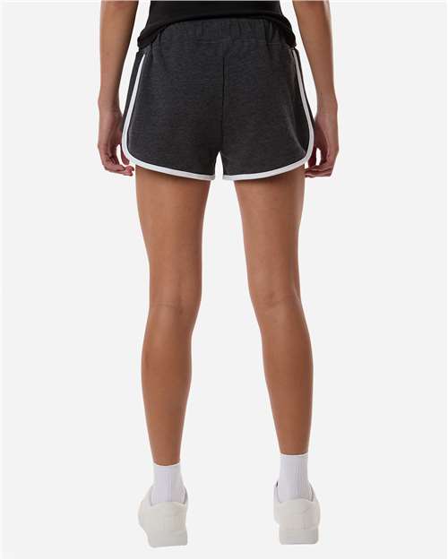 Women's French Terry Shorts - OnModelBack - B28703592 - Charcoal Heather/ White