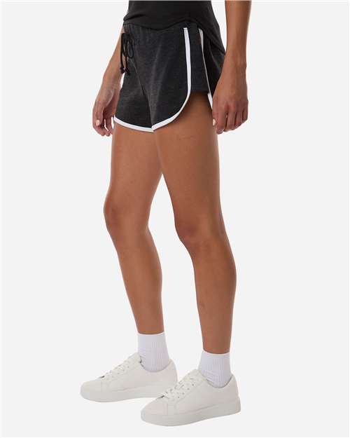 Women's French Terry Shorts - OnModelSide - B28703592 - Charcoal Heather/ White