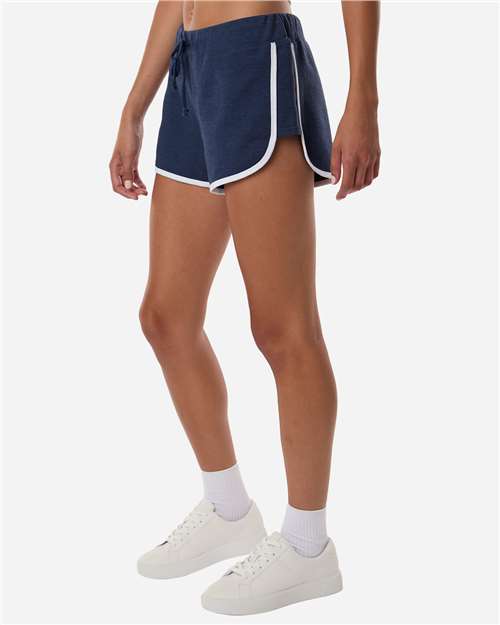 Women's French Terry Shorts - OnModelSide - B28703652 - Navy Heather/ White