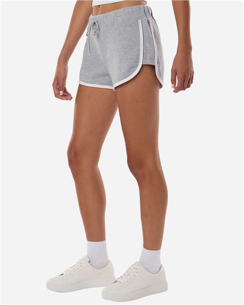 Women's French Terry Shorts - OnModelSide - B28703092 - Oxford Heather/ White