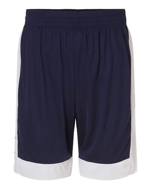 Unisex Match-Up Basketball Shorts - Front - B69334653 - Navy/ White