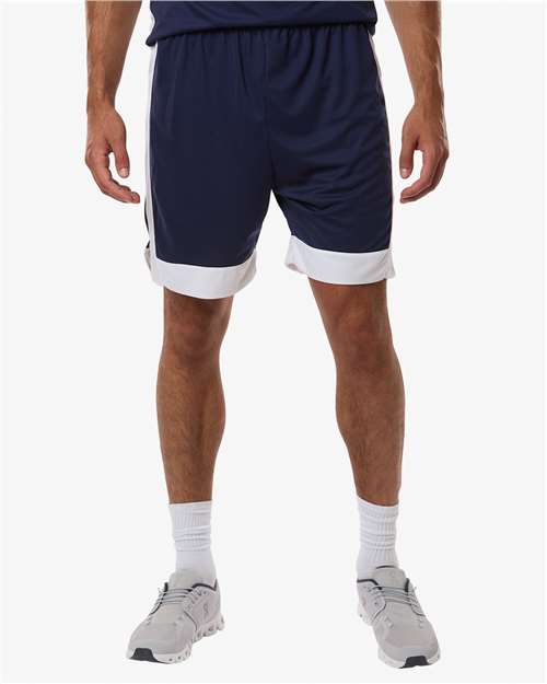 Unisex Match-Up Basketball Shorts - OnModelFront - B69334653 - Navy/ White