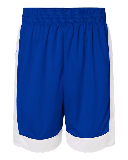 Unisex Match-Up Basketball Shorts - Front - B69334753 - Royal/ White
