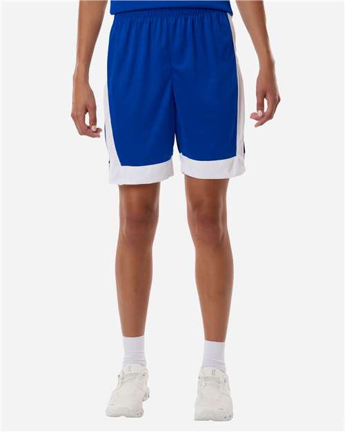 Unisex Match-Up Basketball Shorts - OnModelFront - B69334753 - Royal/ White