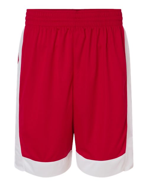 Unisex Match-Up Basketball Shorts - Front - B69334703 - Scarlet/ White