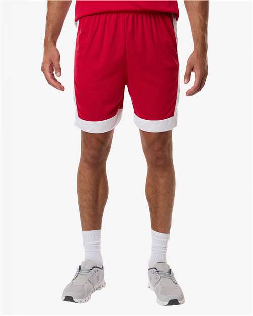 Unisex Match-Up Basketball Shorts - OnModelFront - B69334703 - Scarlet/ White