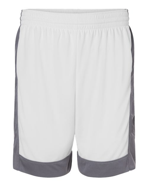 Unisex Match-Up Basketball Shorts - Front - B69334003 - White/ Graphite