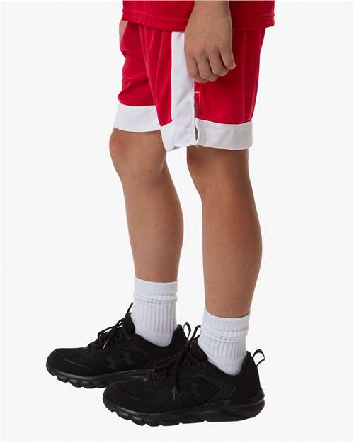 Youth Match-Up Basketball Shorts - OnModelSide - B69734703 - Scarlet/ White