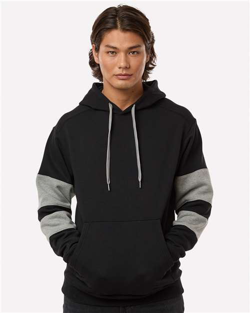 Unisex Jackson Way Hooded Sweatshirt - OnModelFront - B29864003 - Black/ Charcoal Heather