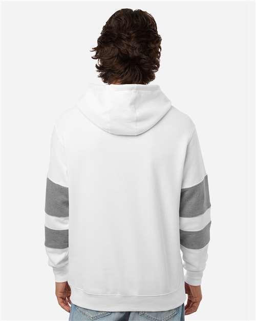 Unisex Jackson Way Hooded Sweatshirt - OnModelBack - B29864123 - White/ Charcoal Heather
