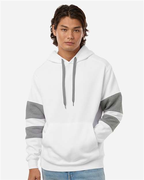 Unisex Jackson Way Hooded Sweatshirt - OnModelFront - B29864123 - White/ Charcoal Heather