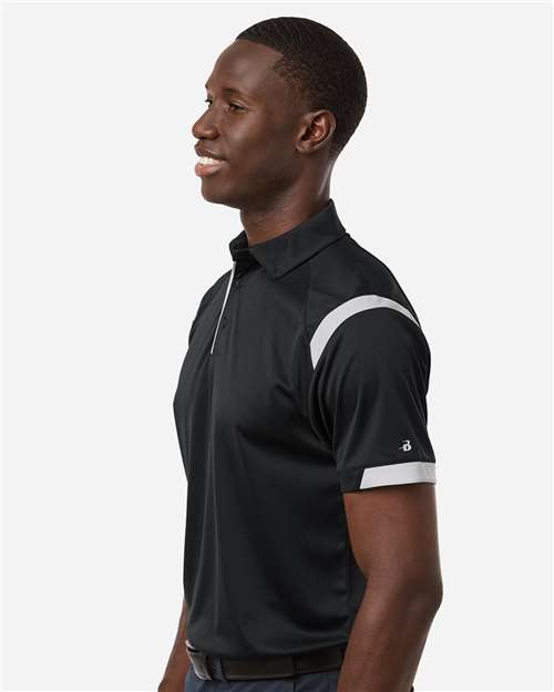 Men's On the Rise Polo - OnModelSide - B96485503 - Black/ White