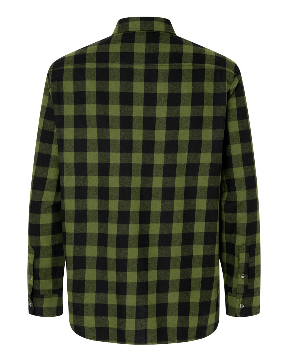 Men's Flannel Button Down Shirt - Back - B22803543 - Army/ Black Buffalo