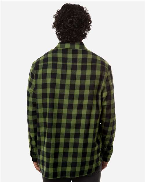Men's Flannel Button Down Shirt - OnModelBack - B22803543 - Army/ Black Buffalo