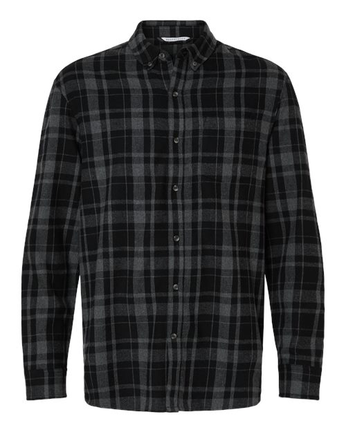 Men's Flannel Button Down Shirt - Front - B22803503 - Black Jordan Plaid