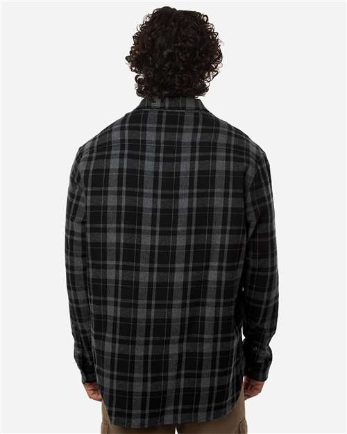 Men's Flannel Button Down Shirt - OnModelBack - B22803503 - Black Jordan Plaid