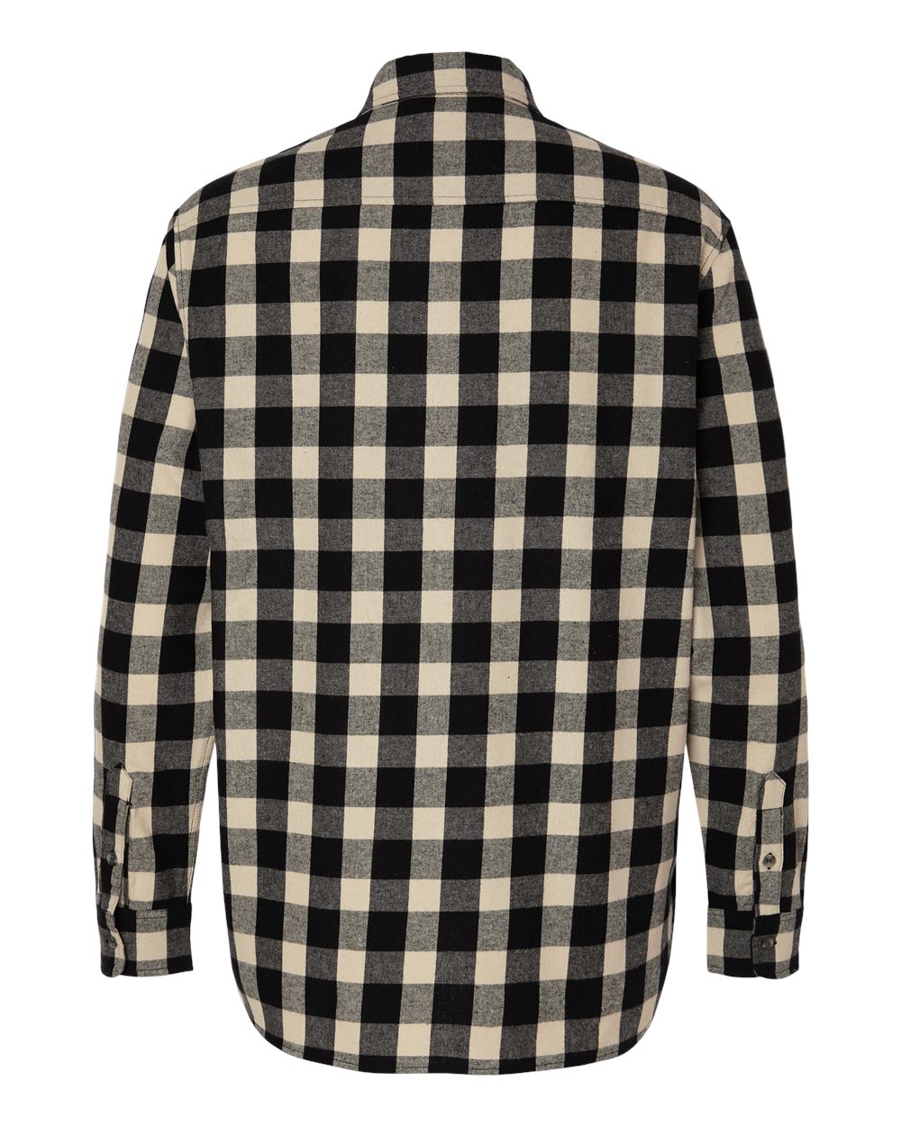 Men's Flannel Button Down Shirt - Back - B22803103 - Black/ Ecru Buffalo Plaid